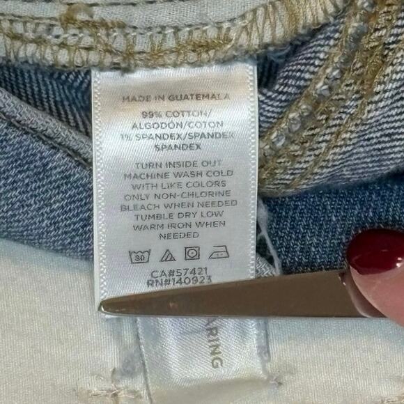 Loft High-Rise Straight Crop Distressed 5-Pocket Jeans Women's 29/8 | Blue Denim - Picture 7 of 11